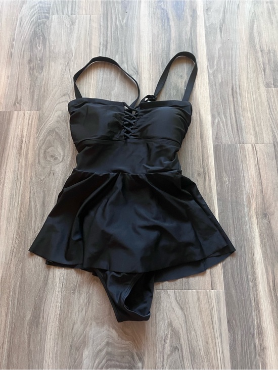 torrid Other - torrid Black One-Piece Swim Dress with Lace-Up Bodice